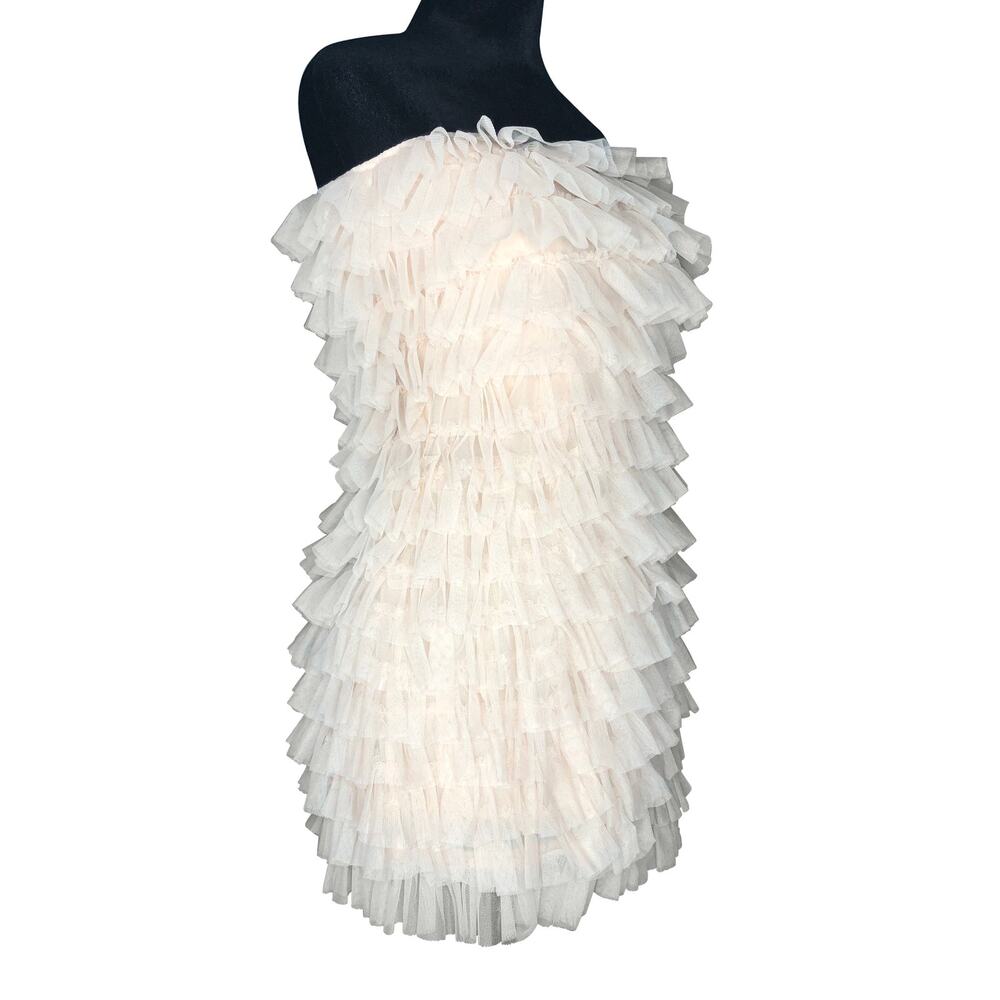 Haute Hippie Cream Tiered Ruffle Dress - Size Small - Picture 4 of 13